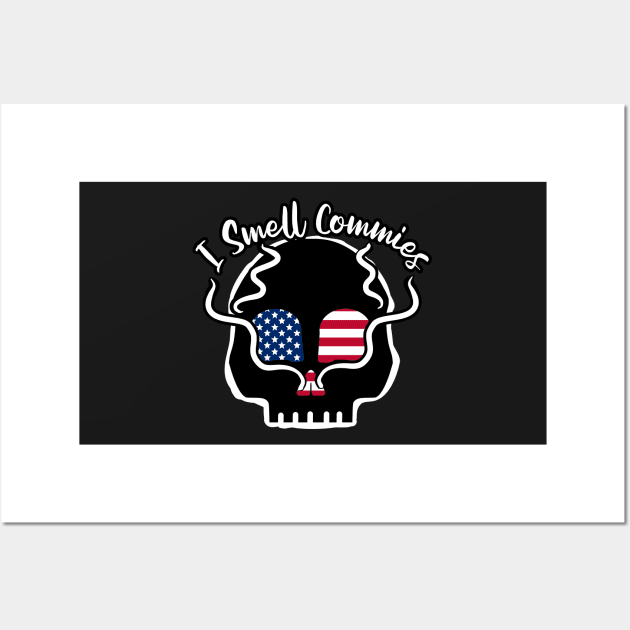 I Smell Commies, USA Flag Skull Wall Art by Redmanrooster